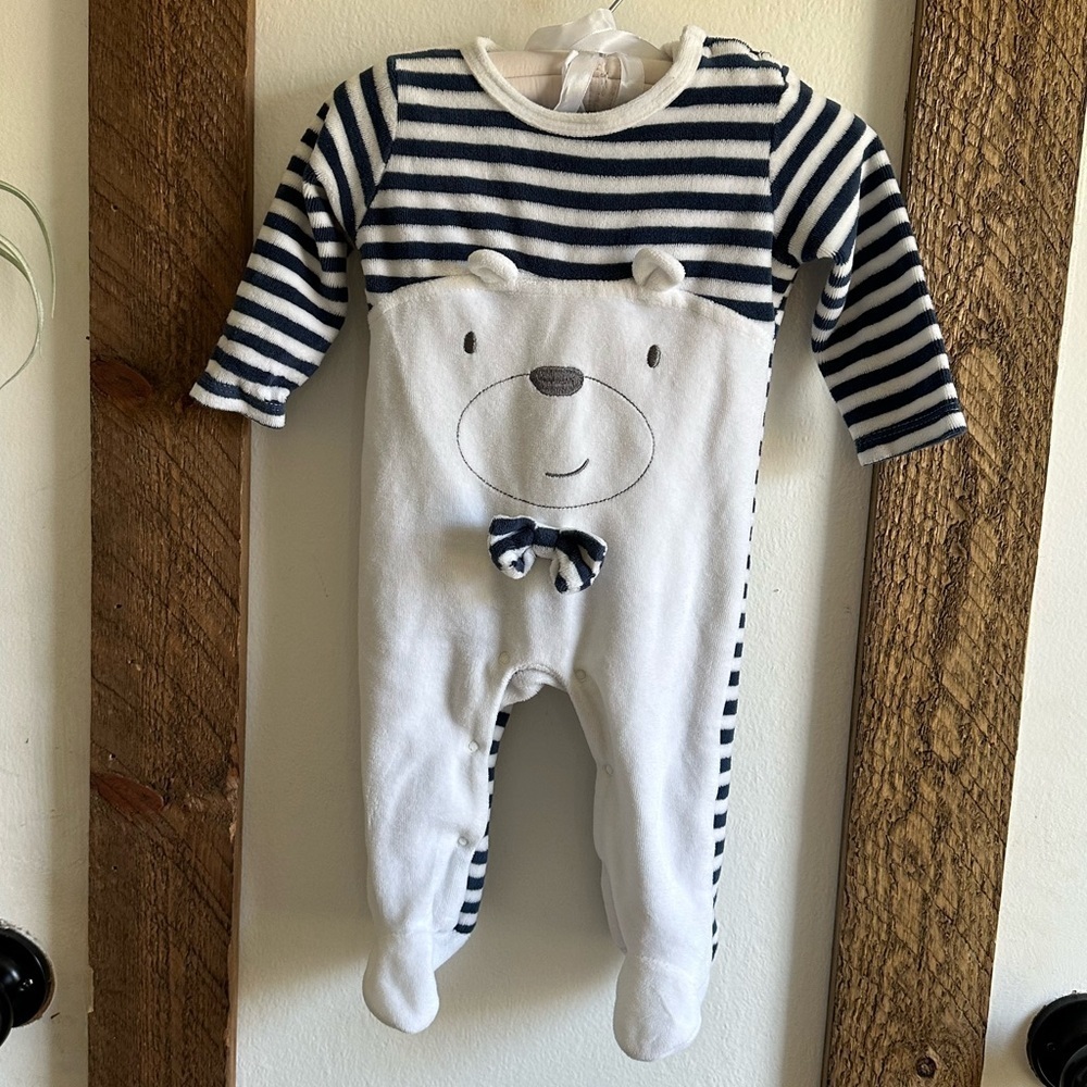 Chick Pea Baby Boy Bear Striped Jumper Footies 3-6M